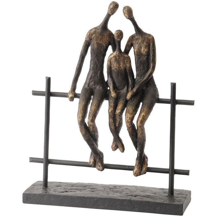 Duxford Antique Bronze Bench Family of Three Sculpture