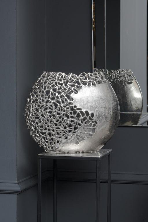 Vendela Coral Ellipse Small Vase, Aluminium, Silver