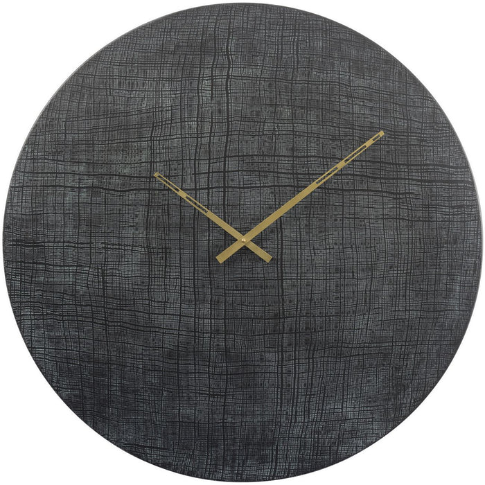 Tindra Wall Clock, Round, Textured Metal, Grey