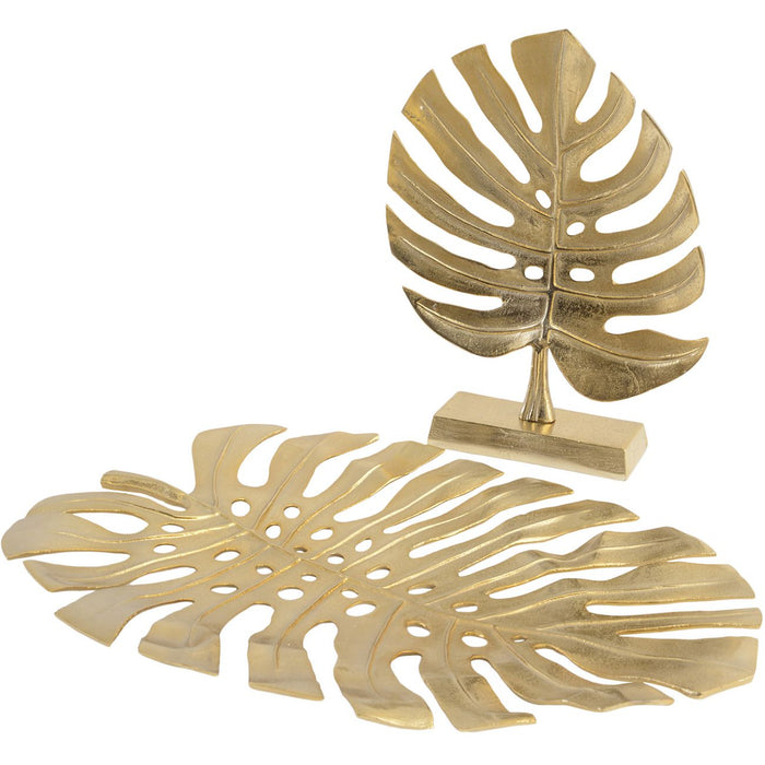 Monstera Plant Leaf Sculpture, Gold, Aluminium