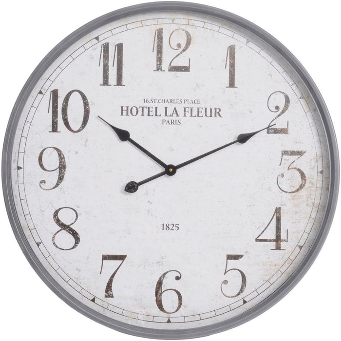 Hotel Round Wall Clock, White, Grey (Due Back In 10/07/24)