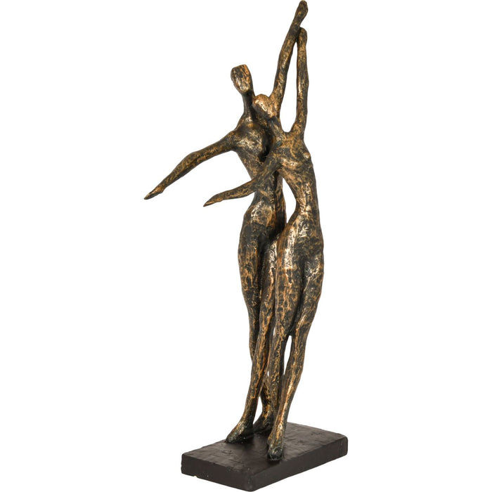 Denton Celebrating Couple Sculpture, Aged Bronze