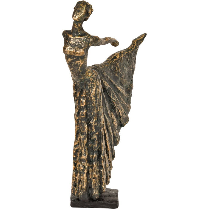 Standing Lady Dancer Sculpture, Aged Bronze