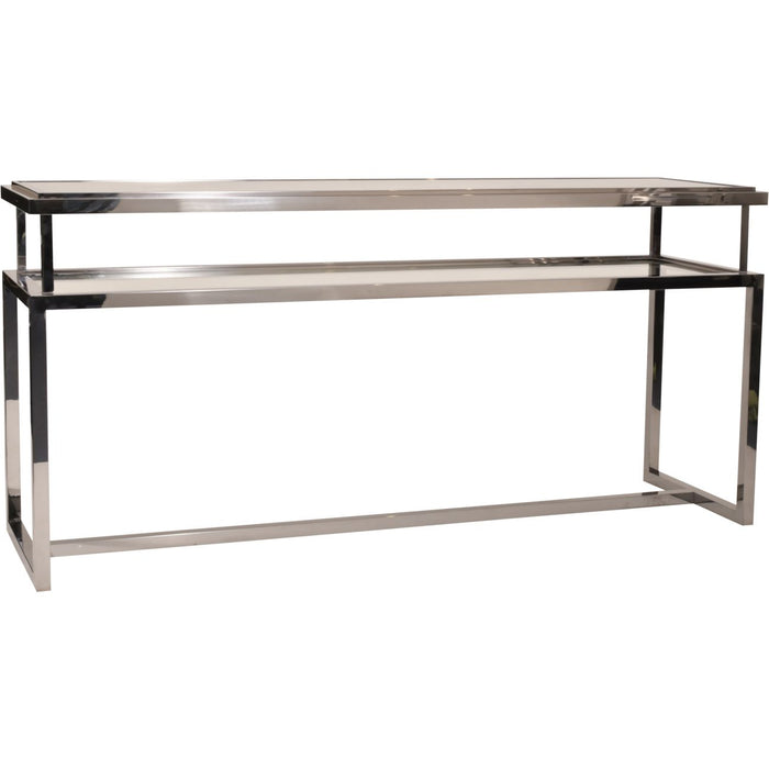 Zoé Console Table, Stainless Steel Frame, Glass Top, 2 Tier
