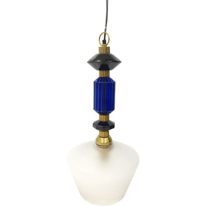 Thérèse Ink blue and frosted glass pendant