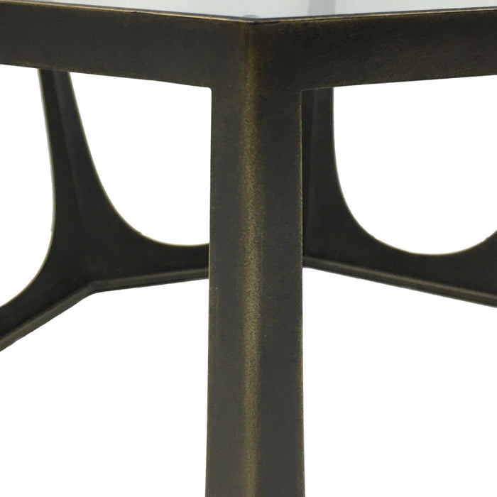 Danielle Coffee Table, Bronze Gilded, Iron Frame, Glass Top