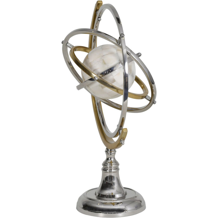 Stainless Steel Armilliary Sculpture with Bone Globe