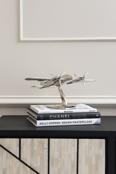 Silver Aluminium Aeroplane Sculpture
