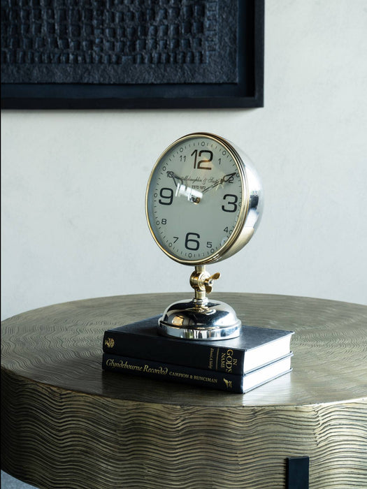 Cheltenham Mantel / Desk Clock, Silver, Gold, Metal