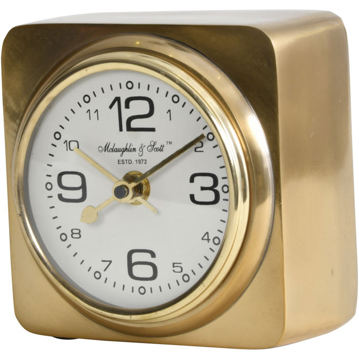 Stafford Mantel / Desk Clock, Gold, White, Metal, Small