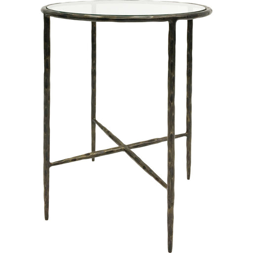 Sonja Side Table, Dark Bronze, Iron Frame, Round Glass Top