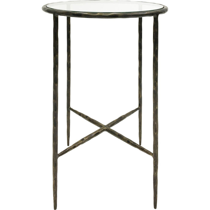 Sonja Side Table, Dark Bronze, Iron Frame, Round Glass Top, Due Back In 18/07/24