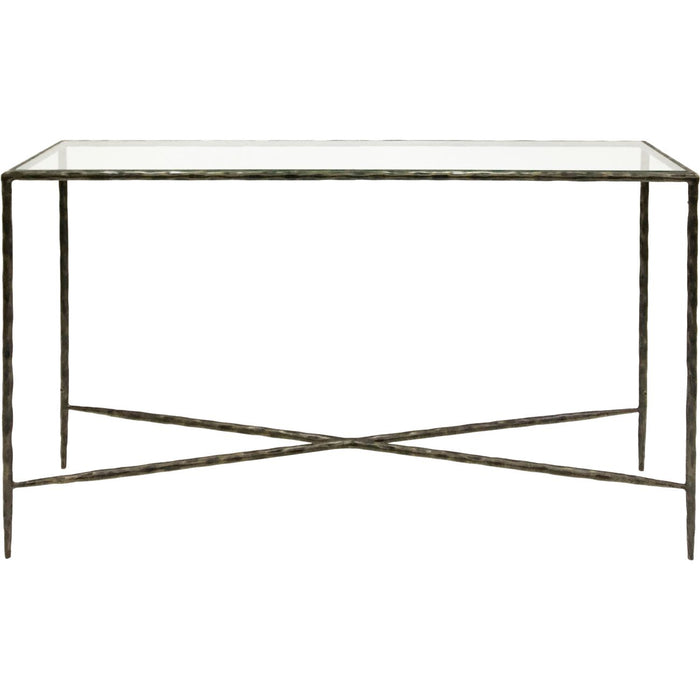 Lucie Large Console Table, Bronze Metal Frame, Glass Top 