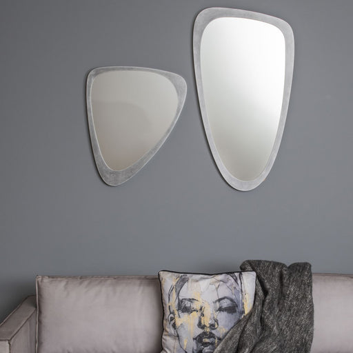 Brigitte Oval Wall Mirror, Small, Iron Framed, Grey 