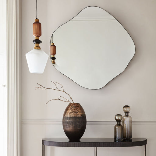 Catherine Metal Wall Mirror, Large, Wooden Frame, Natural 