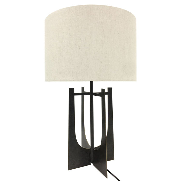 Elodie Hammered Iron Table Lamp Gilded Oak with Irish Linen Shade