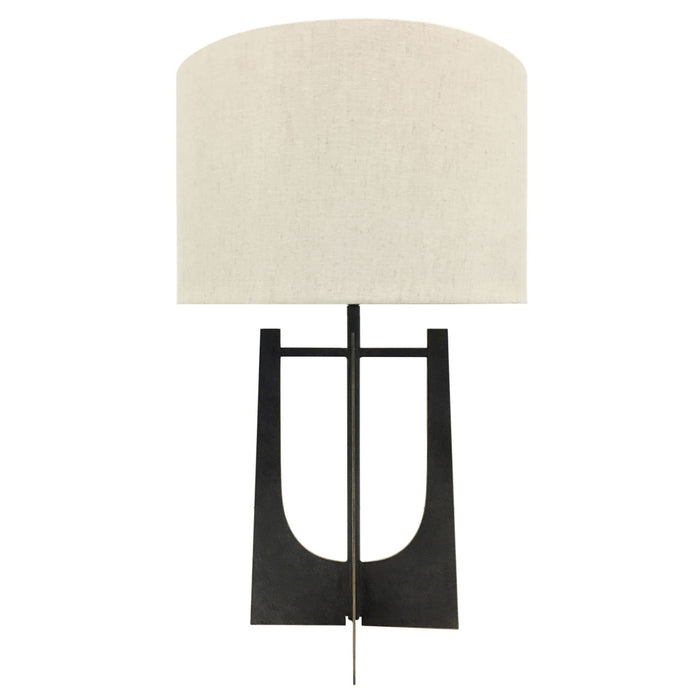 Elodie Hammered Iron Table Lamp Gilded Oak with Irish Linen Shade