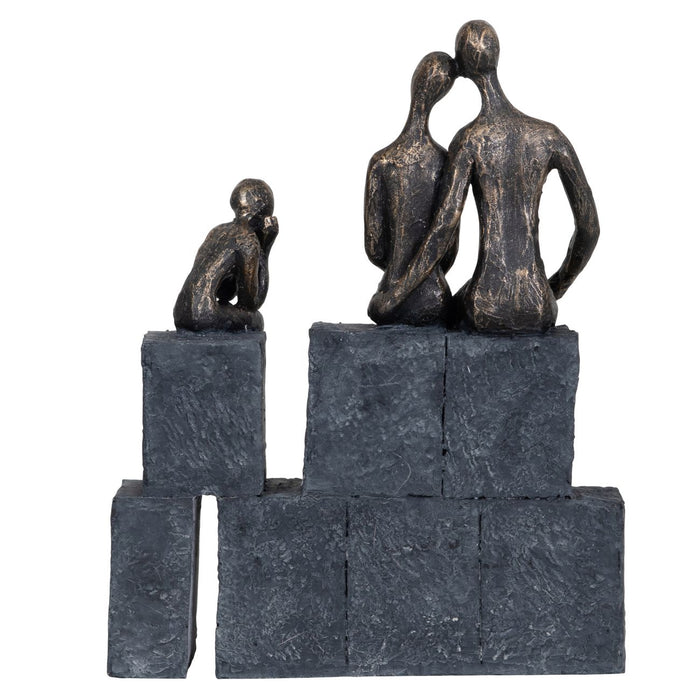 Denton Family of 3 Sculpture, Aged Bronze