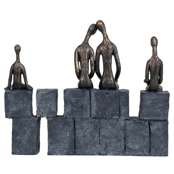 Denton Family Of 4 Sculpture, Aged Bronze