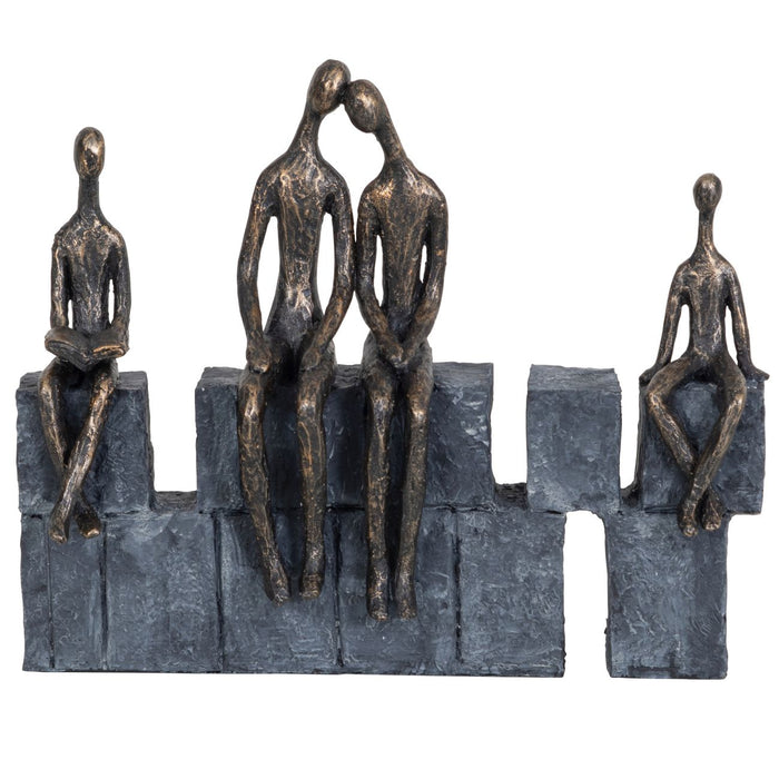 Denton Family Of 4 Sculpture, Aged Bronze