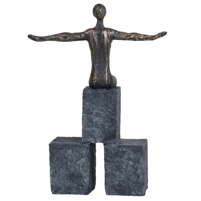 Denton Sitting Man Sculpture, Aged Bronze