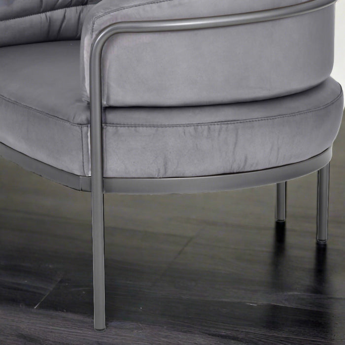 Monomoy Accent Club Chair, Grey Leather, Grey Metal Frame
