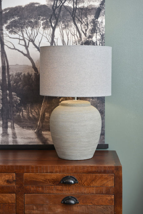 Isaline Etched Grey Large Ceramic Lamp with Shade