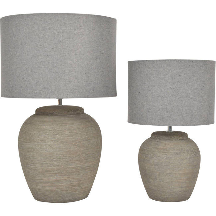 Isaline Etched Grey Large Ceramic Lamp with Shade