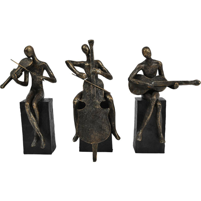Denton Violinist Sculpture, Aged Bronze