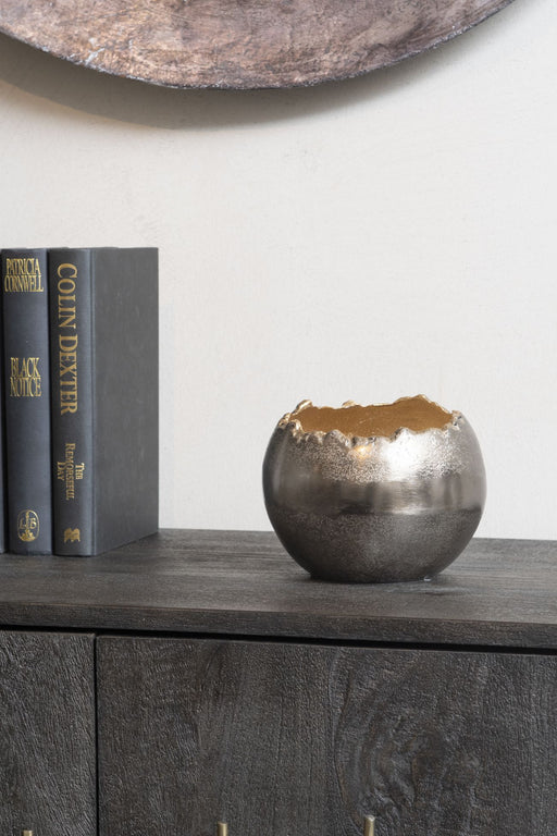 Karin Lava Ball Vase, Aluminium, Gold