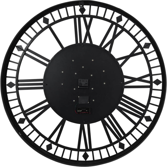 Carlton Skeleton Wall Clock, Moving Cogs, Black Metal