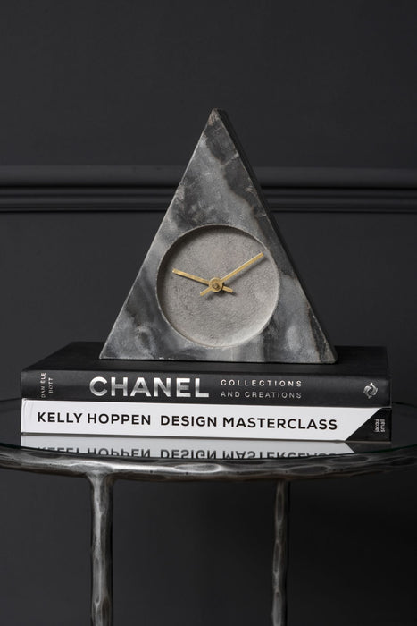 Triangular Mantel Clock In Grey Marble