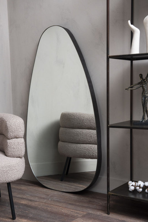 Organic Wooden Floor Mirror, Oval Frame, Bronze, Oversized Oak