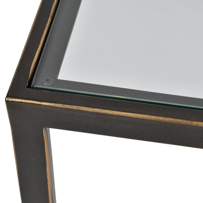 Fleur Coffee Table, Gilded Bronze, Metal Frame, Glass Top