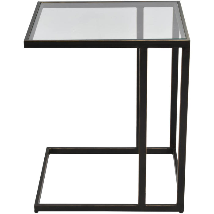 Svea Side Table, Gilded Bronze, Metal Frame, Glass Top