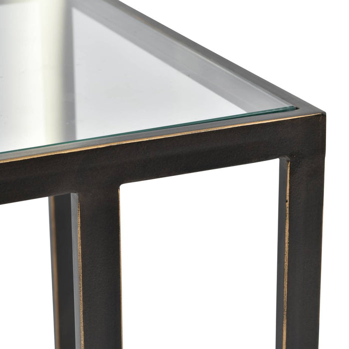 Svea Side Table, Gilded Bronze, Metal Frame, Glass Top