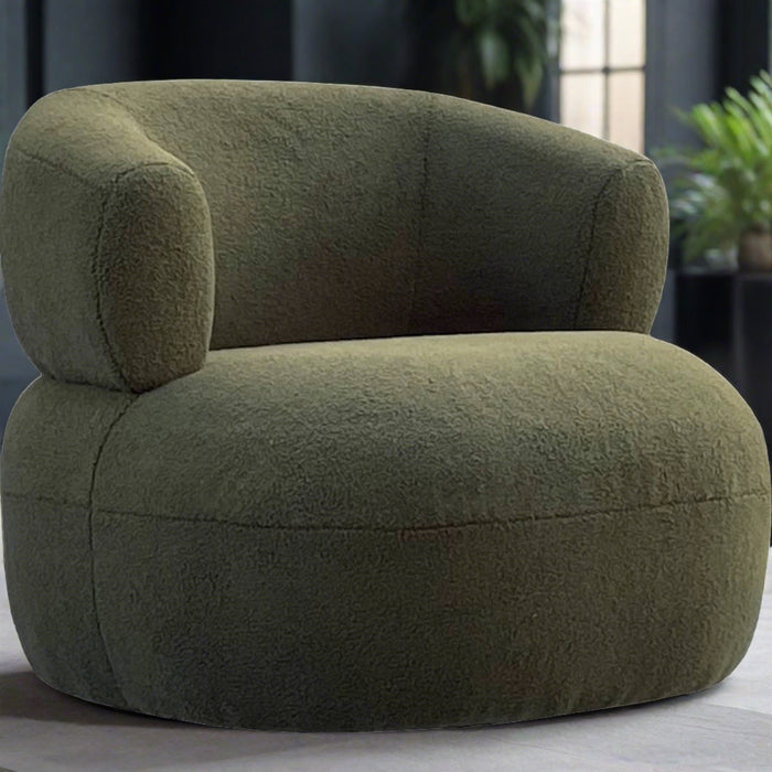 Luna Accent Chair Hunter Green Boucle Fabric