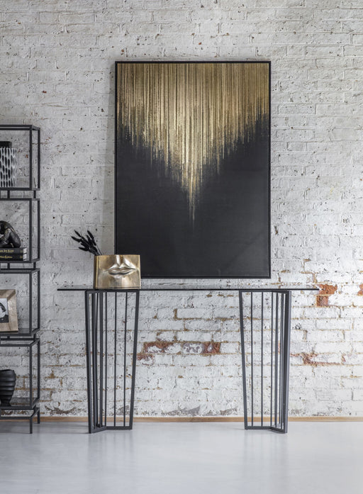 Alice Console Table, Black Metal Frame, Tinted Glass