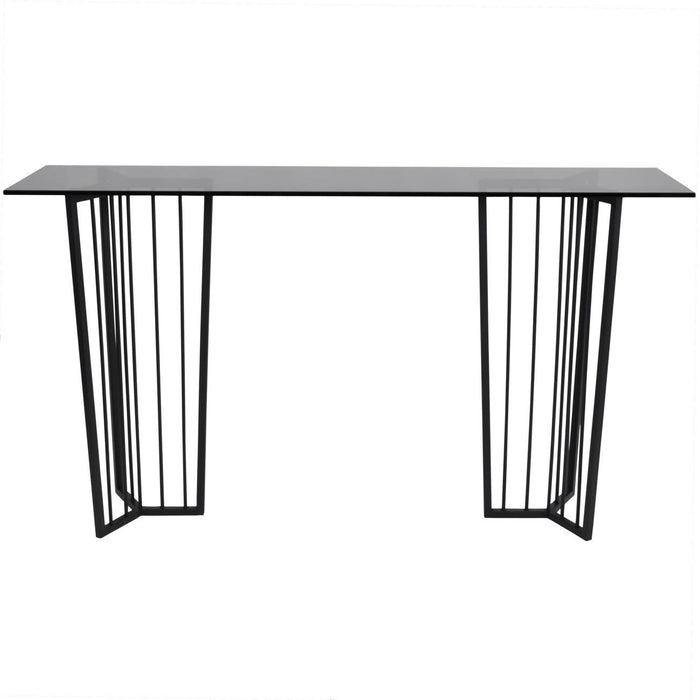 Alice Console Table, Black Metal Frame, Tinted Glass, Rectangular