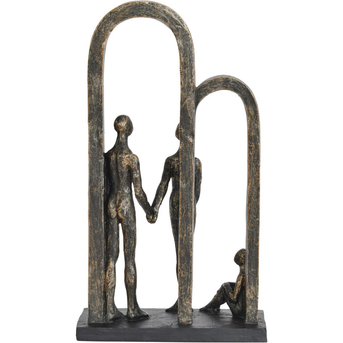 Denton Family in Arches Sculpture, Aged Bronze, Small