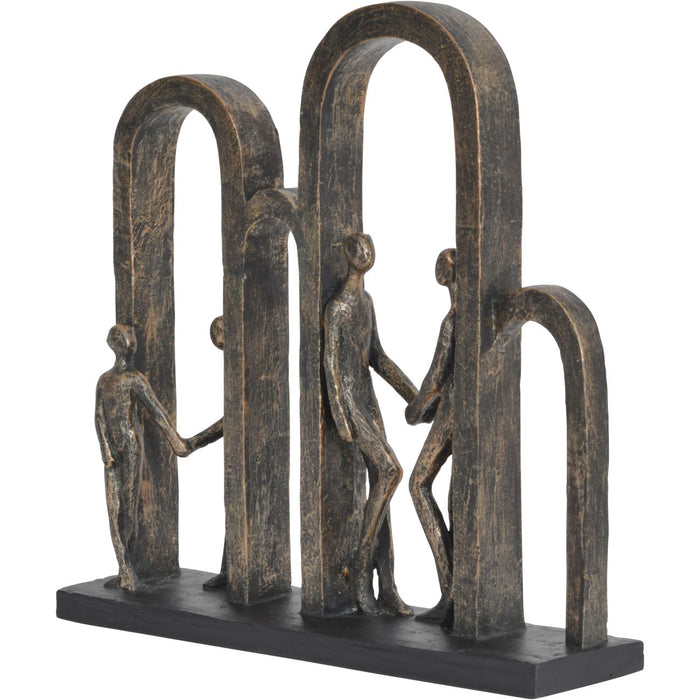 Denton Family In Arches Sculpture, Aged Bronze, Large