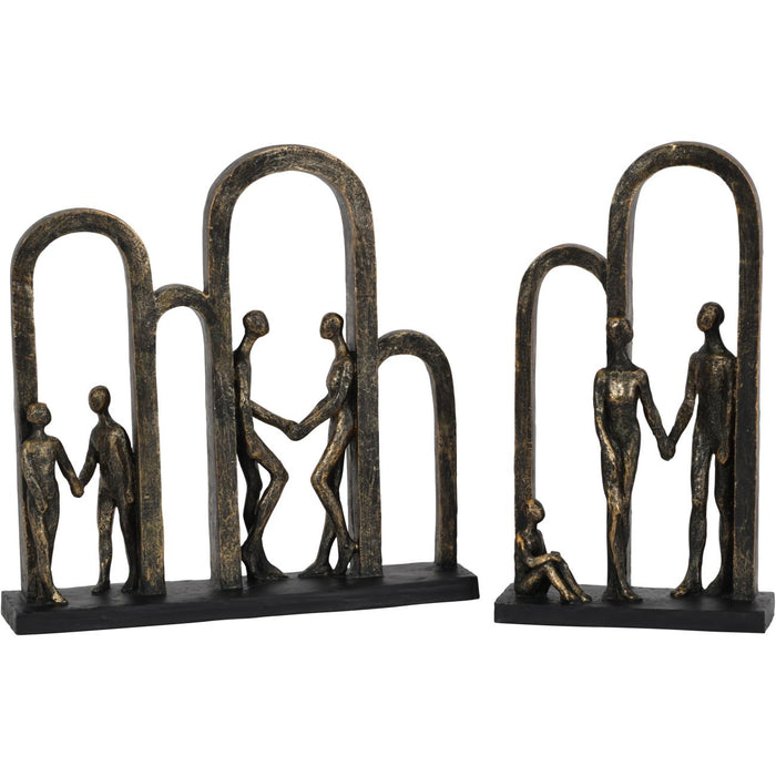 Denton Family In Arches Sculpture, Aged Bronze, Large