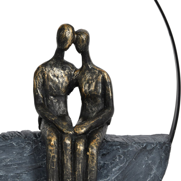 Denton Couple Encircled Sculpture, Aged Bronze, Grey