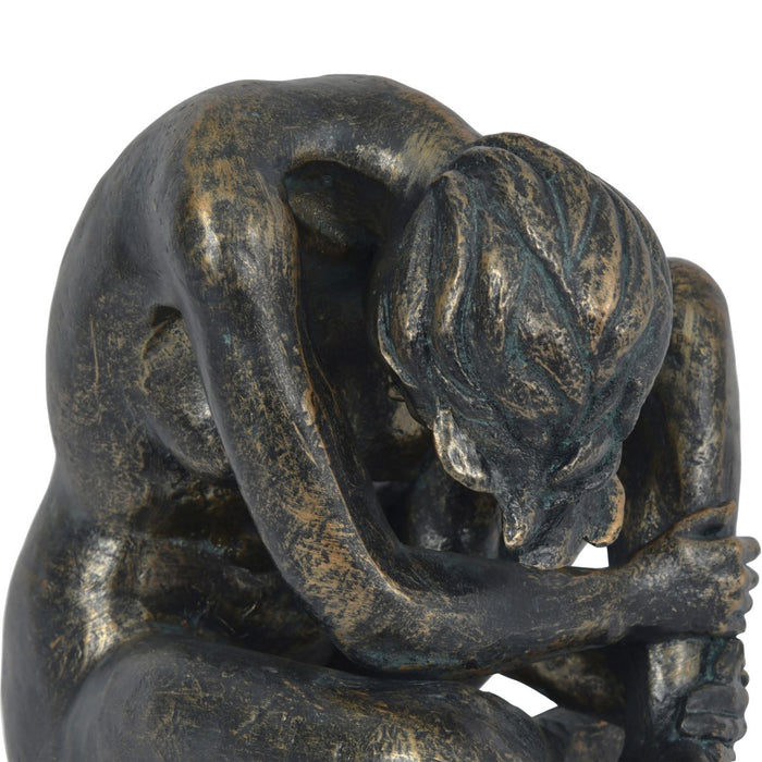 Denton Sitting Female Sculpture, Aged Bronze