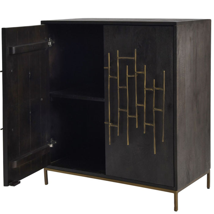 Sylvie Stained Sideboard, Cabinet, Black Metal Frame, Wooden, 2 Door