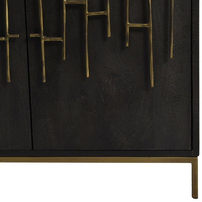 Sylvie Stained Sideboard, Cabinet, Black Metal Frame, Wooden, 2 Door