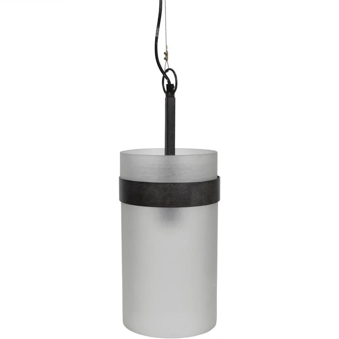 Édith Black Metal & Frosted Glass Ceiling Light Pendant - Long