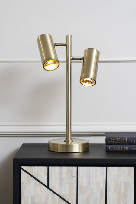 Brushed Gold Double Light Desk Lamp