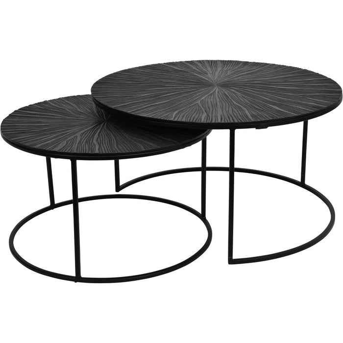 Pelham Nesting Coffee Tables, Black Round Metal, Textured, Set of 2, Due In 30/03/24