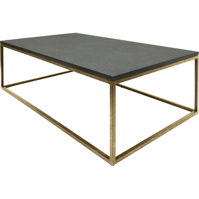Jacqueline Iron Coffee Table, Aged Champagne Finish, Galaxy Slate Top, Small